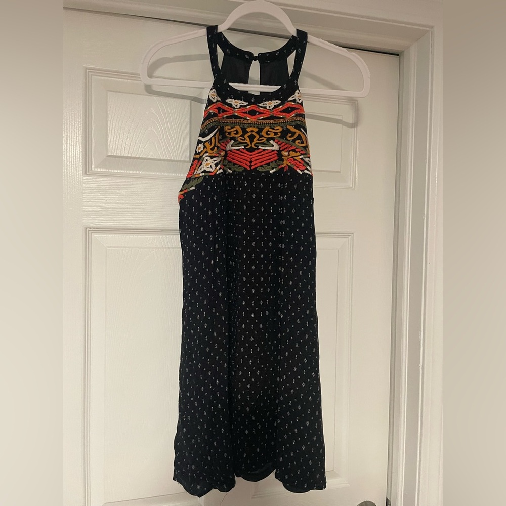 THML Black Dress with Multicolor Embroidery